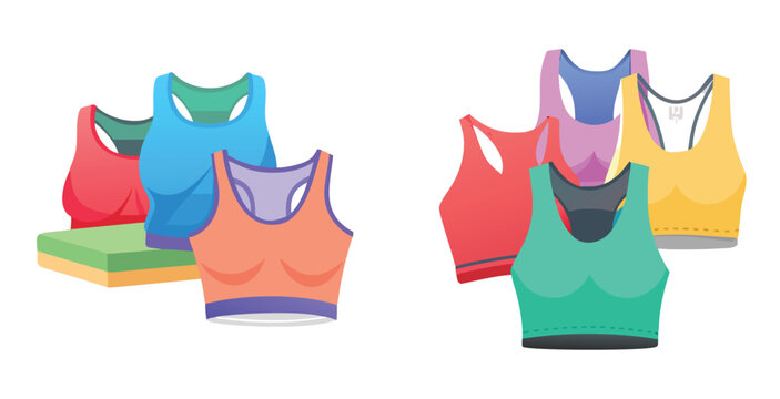 Modern sports bras and athletic tops vector art illustration design