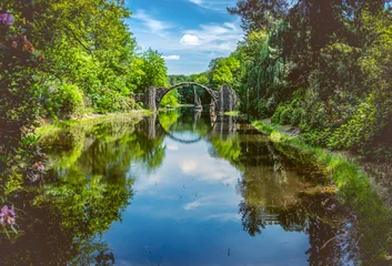 Fototapete Rakotzbrücke Diabelski Most (niem. Rakotzbrücke) w Kromlau, Niemcy  © grzegorz_pakula
