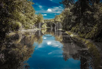 Handdoek met foto Rakotzbrücke Diabelski Most (niem. Rakotzbrücke) w Kromlau, Niemcy  © grzegorz_pakula