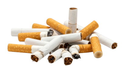 Butts littering street urban environment waste analysis pollution awareness. Cut out PNG