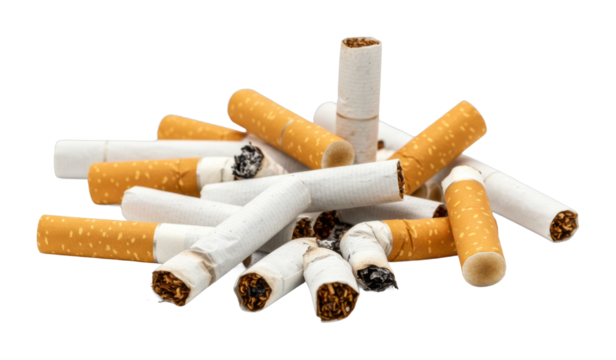 Butts littering street urban environment waste analysis pollution awareness. Cut out PNG