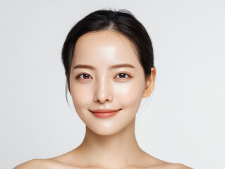 美肌とツヤ肌が際立つアジア人女性の美容ポートレート（美容 広告 スキンケア）
