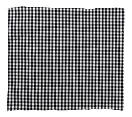 Piece of torn crumpled checkered fabric on a white background. Textile. Cellular tissue isolate