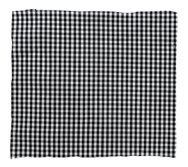 Piece of torn crumpled checkered fabric on a white background. Textile. Cellular tissue isolate