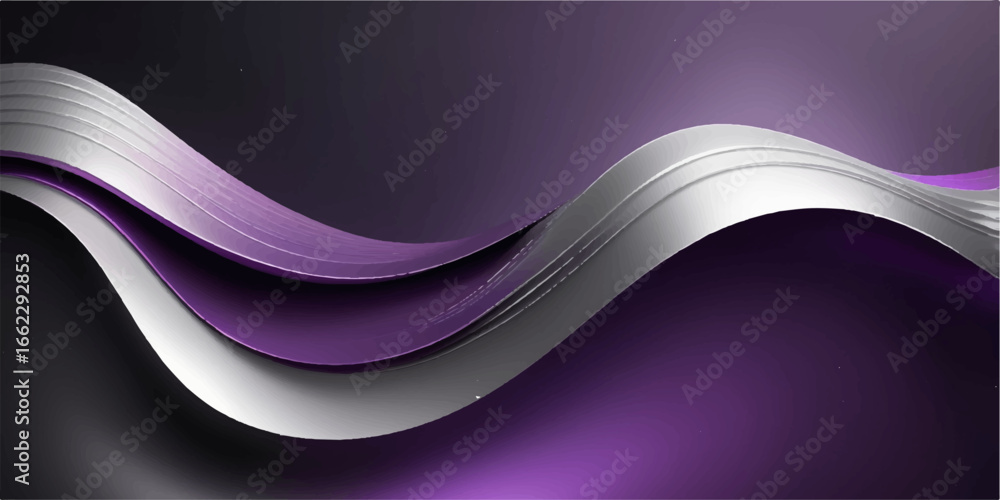 Poster abstract pink and purple futuristic wave design with flowing lines on a colorful backdrop