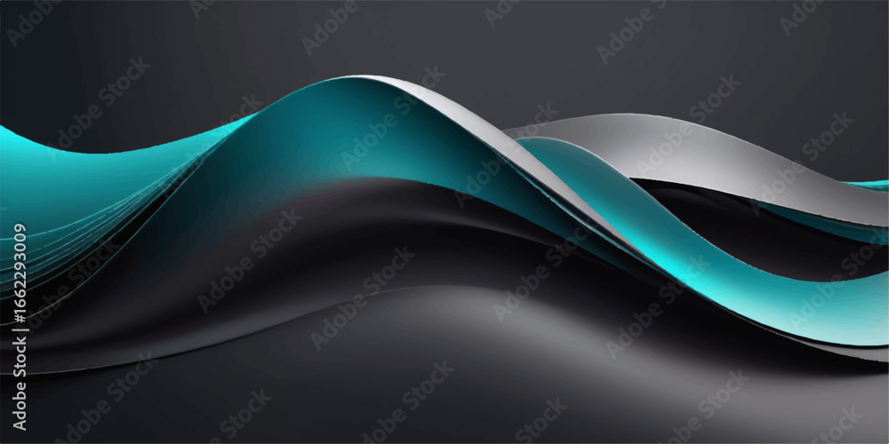 Poster abstract blue wave design with flowing lines and a light, dynamic curve