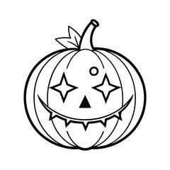 Halloween pumpkin with stitched mouth and star eyes line art design