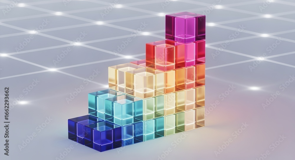Aufkleber colorful progress: an abstract representation of growth, visualizing upward momentum and achievement