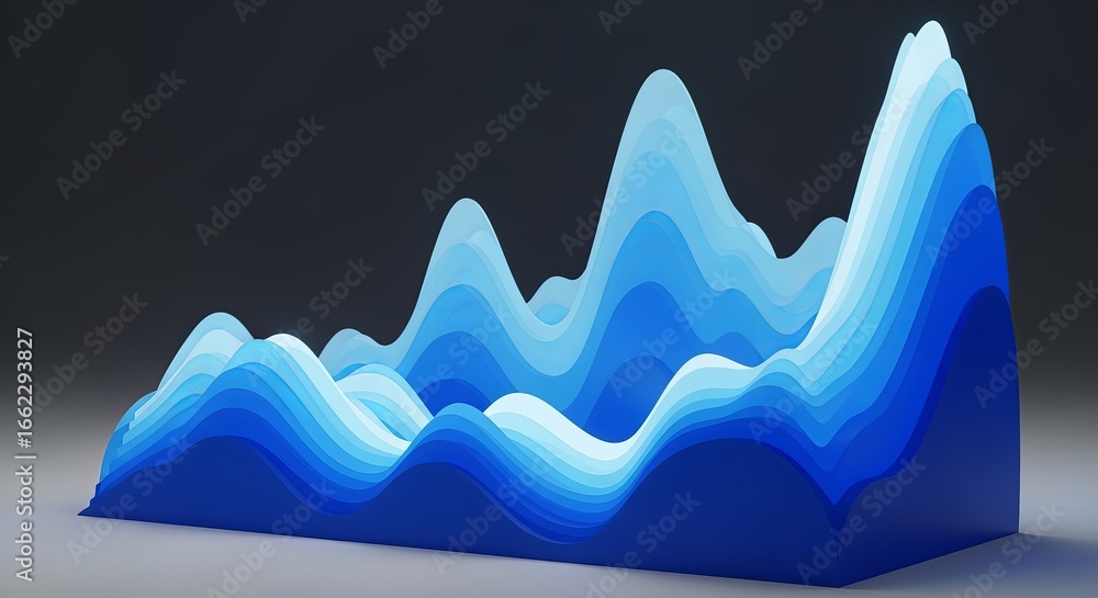 Aufkleber dynamic waves: a captivating display of abstract data visualizations in serene hues, showcasing the 