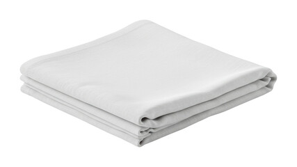 Folding a soft white sheet for bedding storage home textile indoor practicality. Cut out PNG