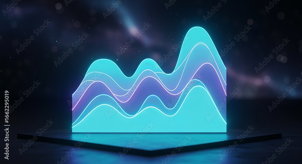 Aufkleber data visualization: a captivating representation of data, illuminated with neon hues and flowing lin