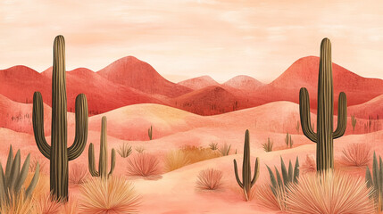Boho Landscape with Earthy Tones – A Desert Scene with Natural Elements – AI Generative