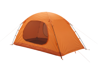 Camping adventure outdoor setting tent setup natural environment ground level outdoor lifestyle exploration. Cut out PNG