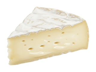 Delicious brie cheese slice gourmet food culinary delight studio setting flavor exploration. Cut out PNG