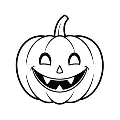 Friendly smiling jack o lantern pumpkin line art illustration for halloween celebrations