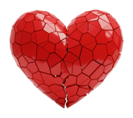 Shattered heart symbolizing broken love abstract art emotional concept digital intimate. Cut out PNG