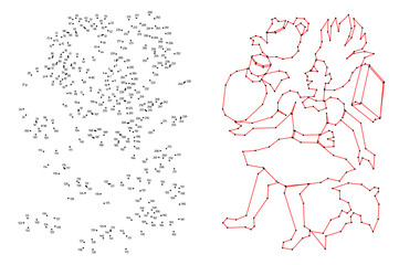 Connect the dots educational drawing game. Dot to dot by numbers puzzle. Google Font Fira Sans Condensed. Alice in Wonderland.