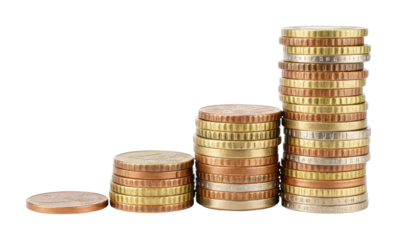 Counting coins analyzing currency stacks in business finance indoor space high-quality. Cut out PNG