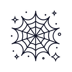 Elegant line art web design with shimmering stars and sparkles on a clean white background