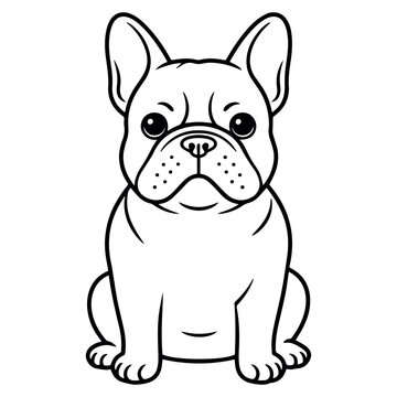 Vector french bulldog vector illustration cute puppy dog breed drawing outline graphic pet animal clip art image design icon