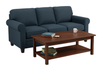 Cozy living room setup modern home furniture arrangement indoor wide angle comfort and style. Cut out PNG