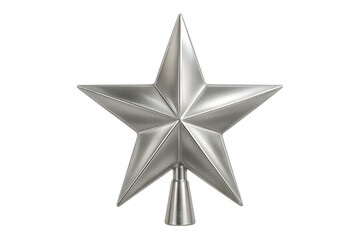 Obraz premium Classic silver metal christmas star ornament for the top of the tree, isolated on transparent background, perfect for festive decorations