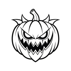 Fierce jack o lantern with jagged teeth line art halloween design