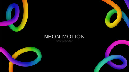 Abstract Neon Gradient Waves on Black Background With Vibrant Colors