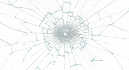 Shattered glass isolated PNG. Broken glass fragments, cracked glass effect, realistic transparent shards, window or screen damage overlay, digital design element, and special effects illustration