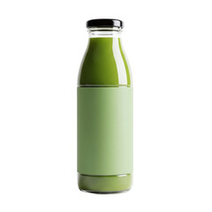 Green juice bottle with blank label mockup