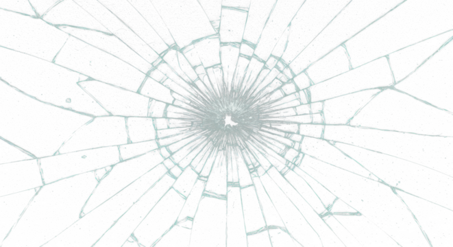 Shattered glass isolated PNG. Broken glass fragments, cracked glass effect, realistic transparent shards, window or screen damage overlay, digital design element, and special effects illustration