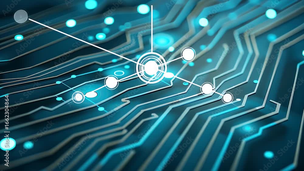Poster digital circuit elegance: an abstract digital circuit, showcasing a network of interconnected lines 