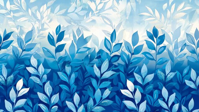 Botanical Harmony: Immerse yourself in a seamless aquatic ballet of azure and sapphire foliage, rendered in a stunning, fluid, watercolor style, whispering of serene natural elegance.
