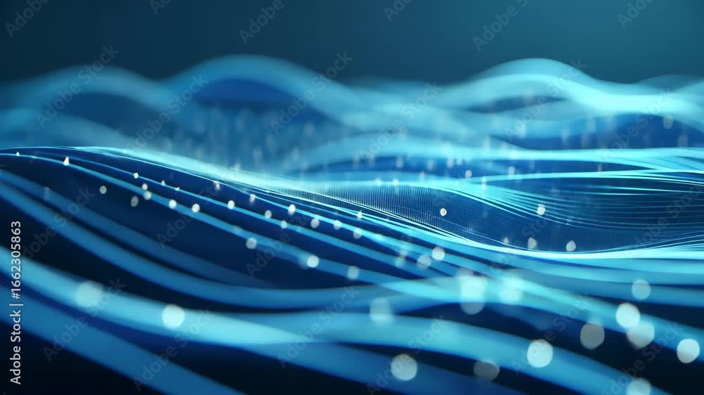 Poster digital flow: abstract digital representation of flowing data streams, showcasing the interconnected