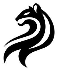 The black and white logo of a stylized panther on a white isolated background. vector graphics. EPS.