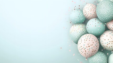 Elegant Pastel Balloons with Confetti Festive Background