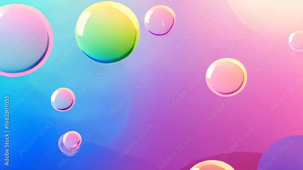 Poster abstract bubbles: a vibrant arrangement of translucent, floating orbs drifts across a mesmerizing gr