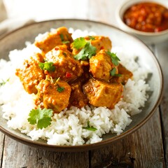 Chicken curry over rice