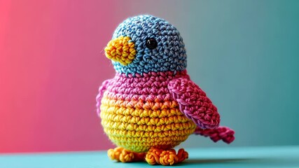 Crochet Bird: A handcrafted, colorful crochet bird, full of whimsy and charm, a delightful piece of textile art.