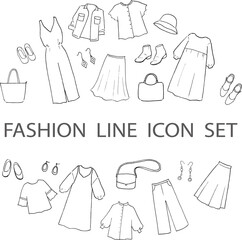 衣類小物の線画セット　円背景