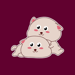 Cute cartoon cat sticker