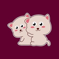 Cute cartoon cat sticker