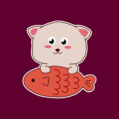 Cute cartoon cat sticker