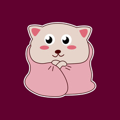 Cute cartoon cat sticker