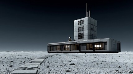 Extreme wide angle of barren moon landscape Building Alien Environments sci fi location photography muted gray color grade 24mm wide angle lens