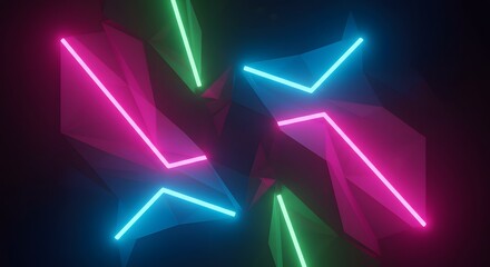 Abstract geometric neon light, colorful and vibrant