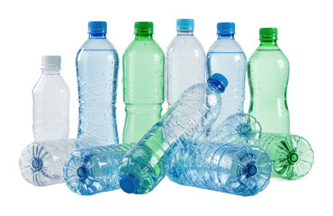 Recycling initiative for plastic bottles urban environment product sustainability focus studio eco-friendly concept. Cut out PNG