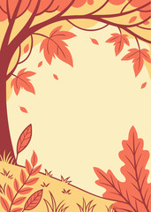 Autumn Leaves Landscape with Trees and Leaves