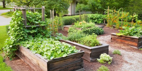 Growing flowers and plants in a beautiful spring garden