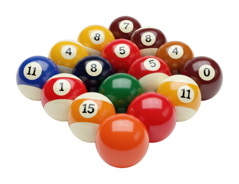 Exciting pool game action with colorful balls on a billiard table in a social environment. Cut out PNG